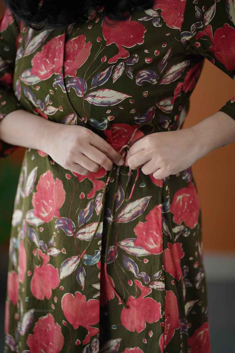 Piku Mehendi green wrap co-ord set