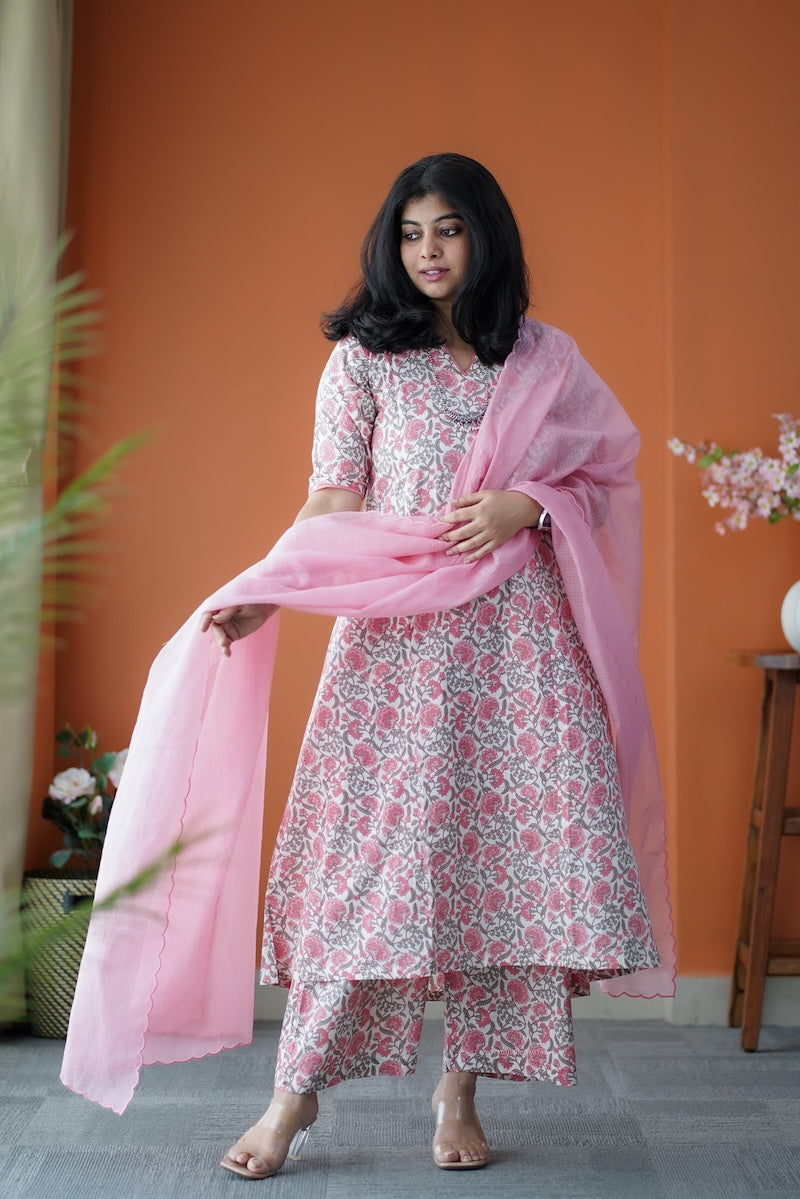 nyra white 3-piece cotton co-ord set