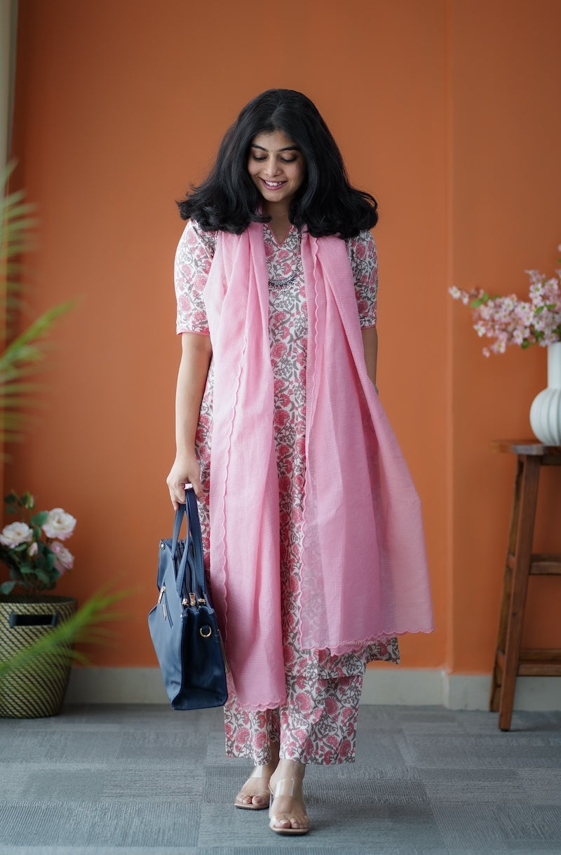 nyra white 3-piece cotton co-ord set