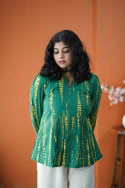 Dark Green Cotton Short Top