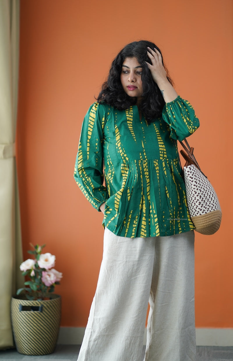 dark green cotton short top