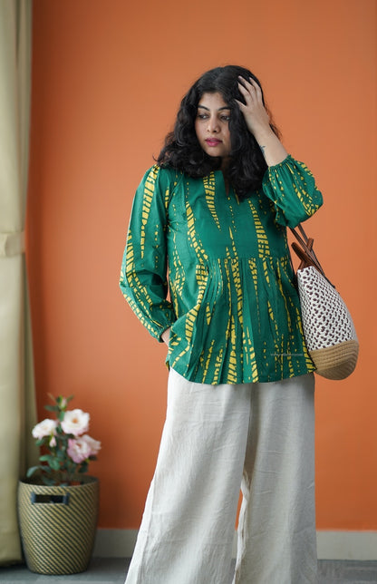 Dark Green Cotton Short Top