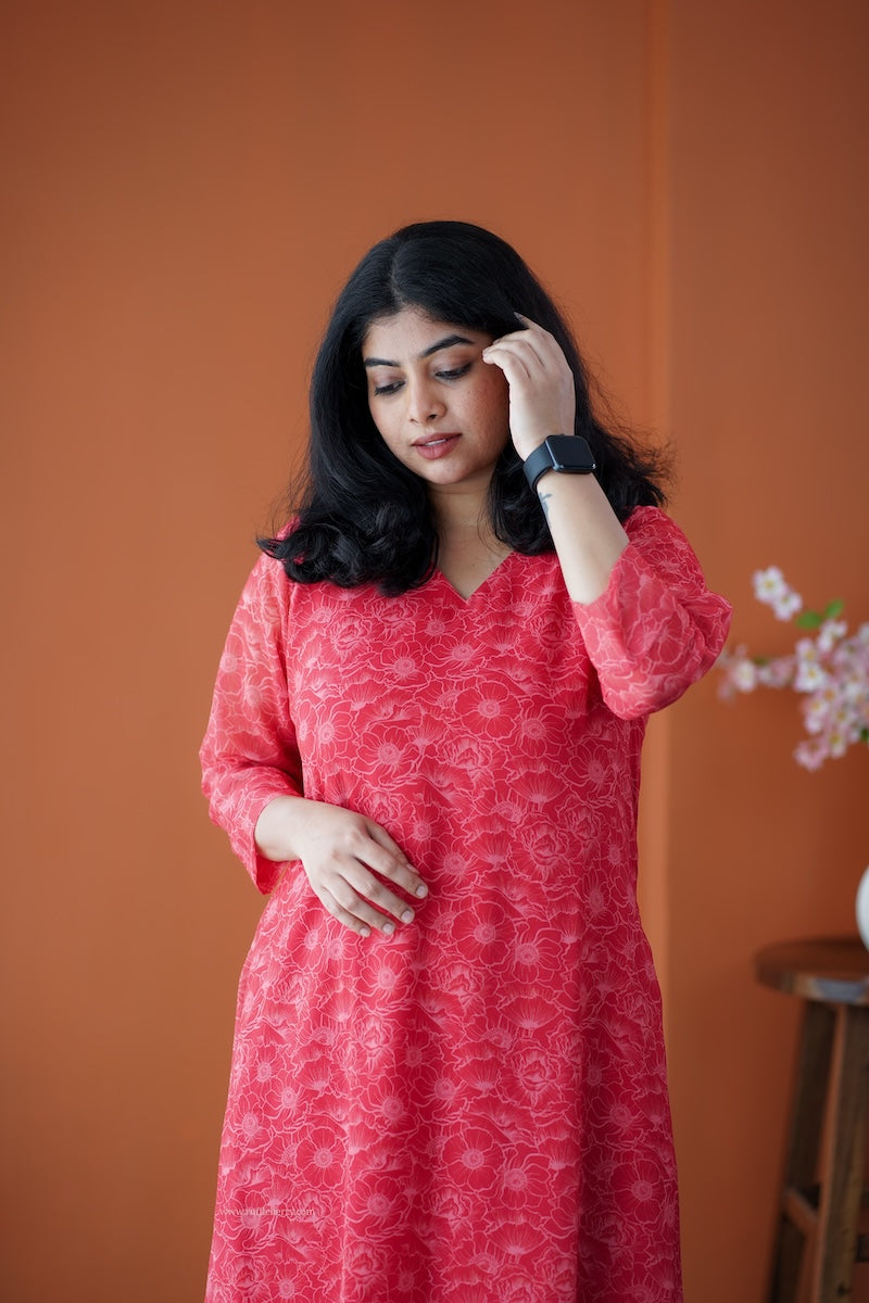 taara red georgette co-ord set