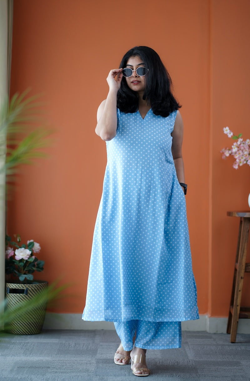 taara ice blue georgette co-ord set