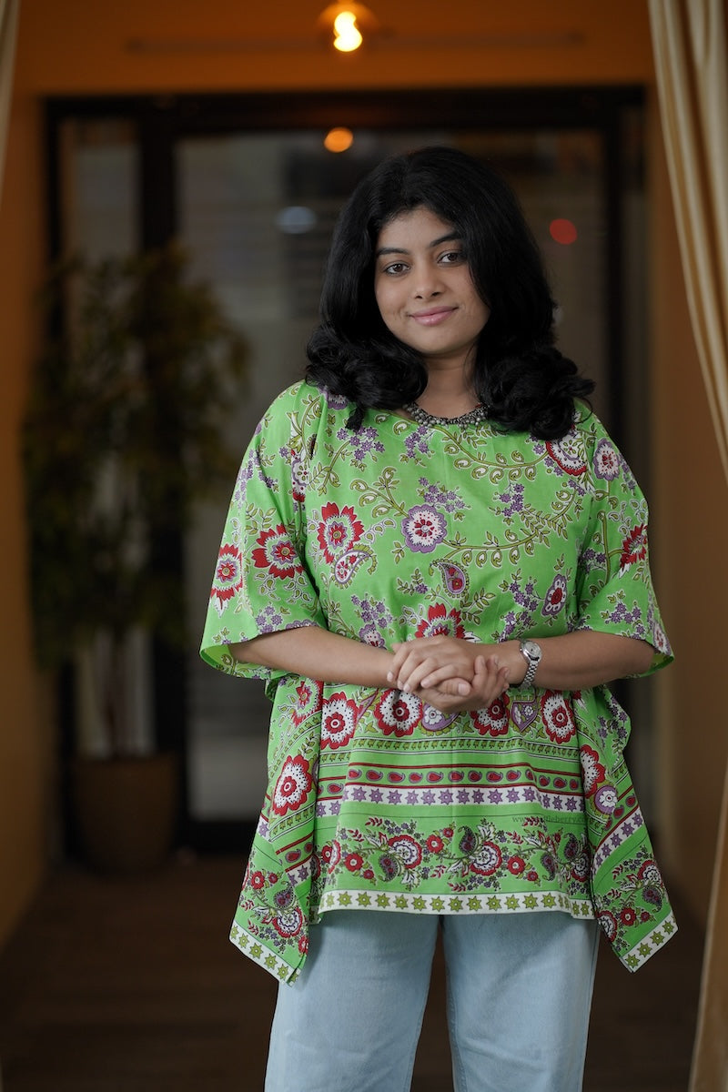 green kaftan short kurti