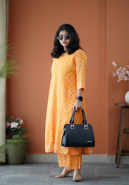 Taara Yellow Georgette Co-ord Set