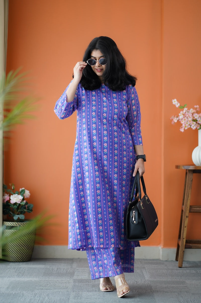 taara slate blue georgette co-ord set
