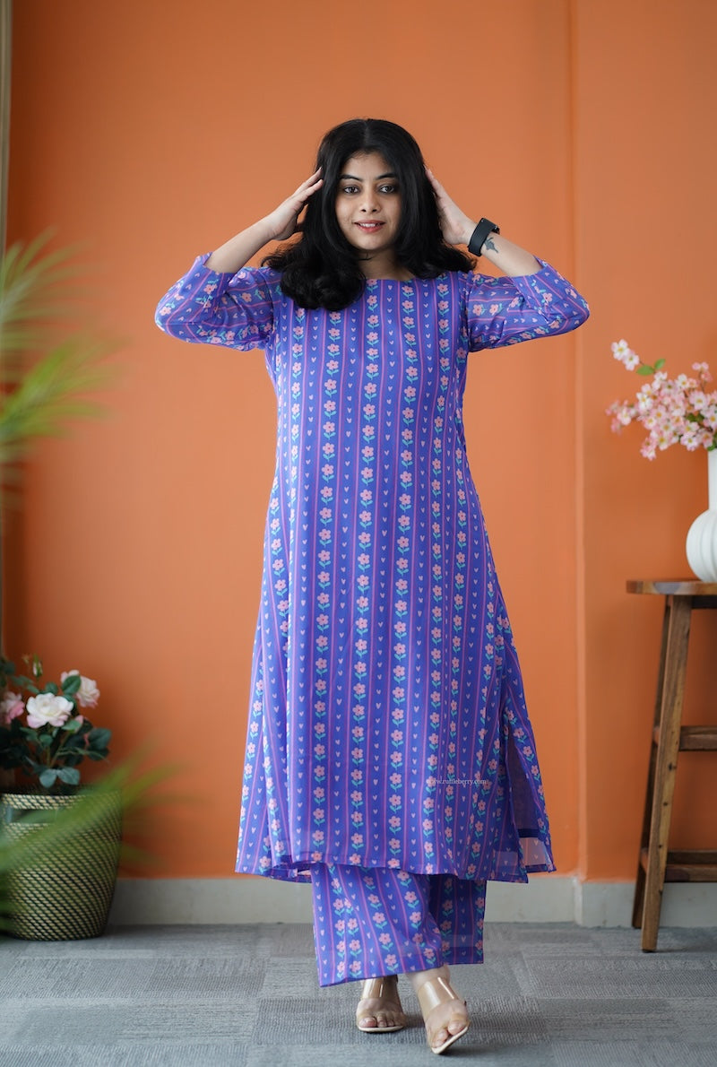 taara slate blue georgette co-ord set