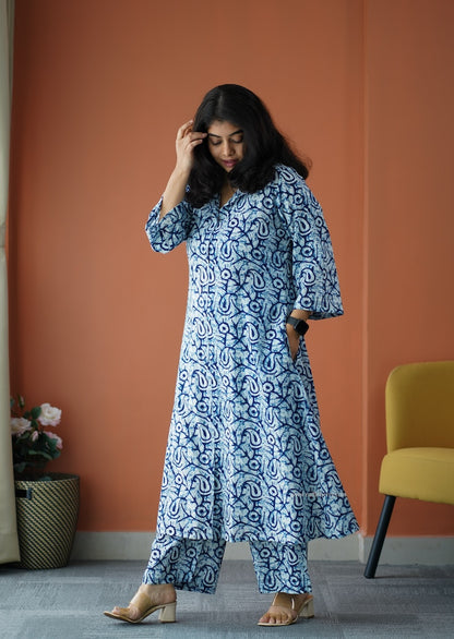 Julie Blue Cotton Co-ord Set