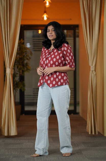 Red Wine Vest Style Short Kurti