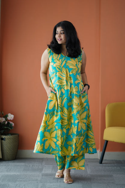 Julie Turquoise Cotton Co-ord Set
