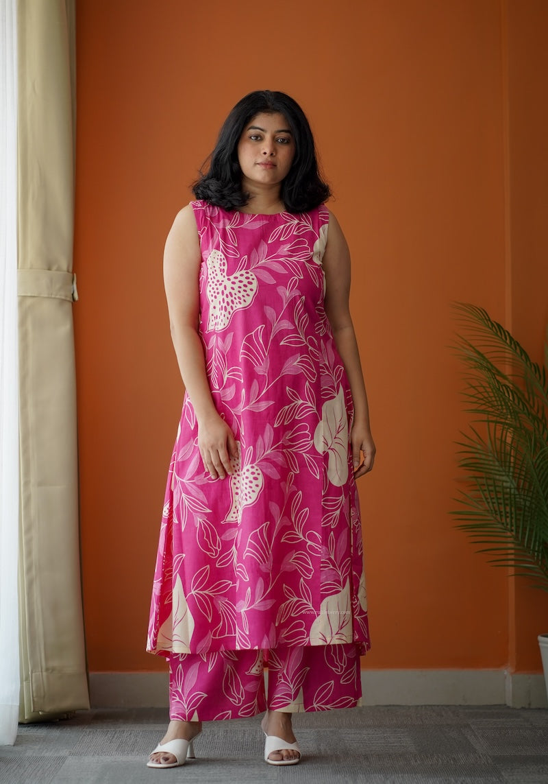 bloom pink abstract cotton co-ord set