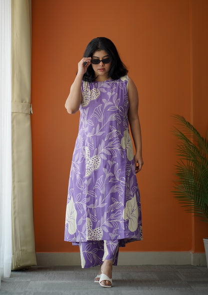 Bloom Lilac Abstract Cotton Co-Ord Set