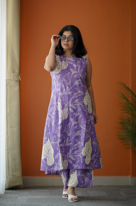 Bloom Lilac Abstract Cotton Co-Ord Set