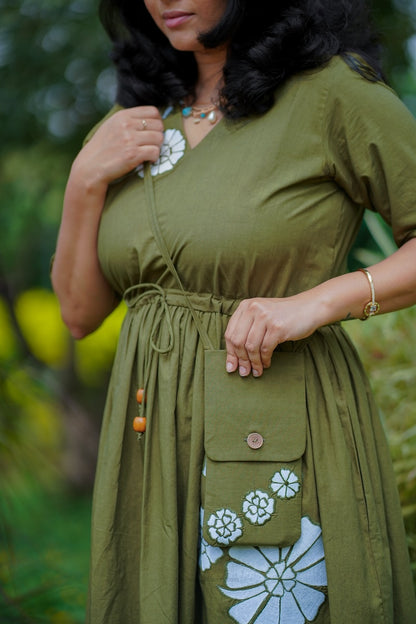 Olive Girl Embroidered Cotton Maxi Dress