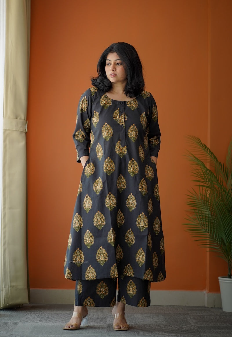 bloom black cotton co-ord set