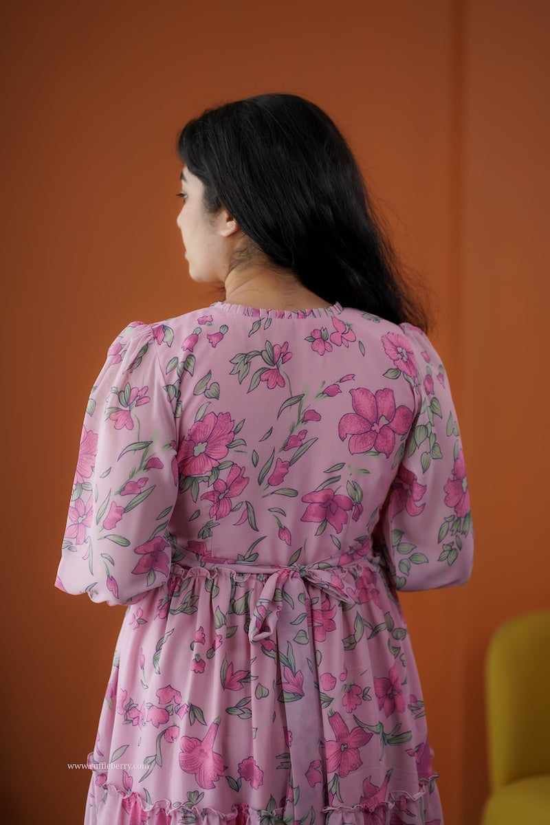 rimjim rose georgette tier dress