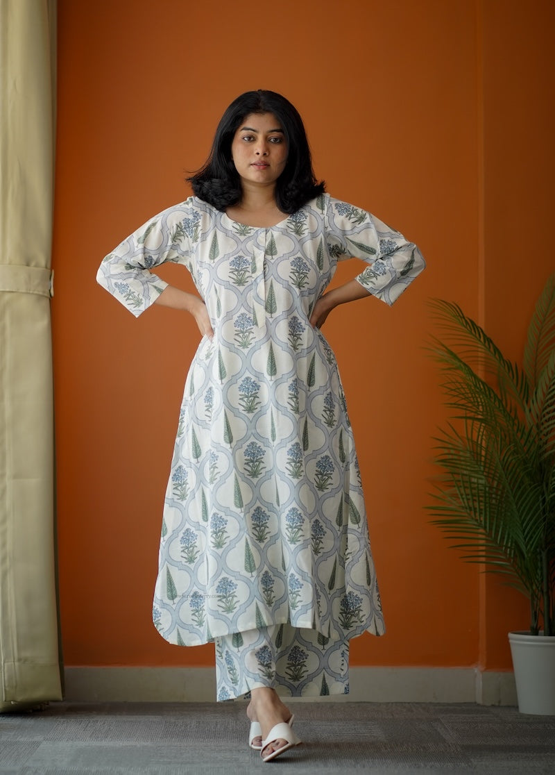 bloom white cotton co-ord set