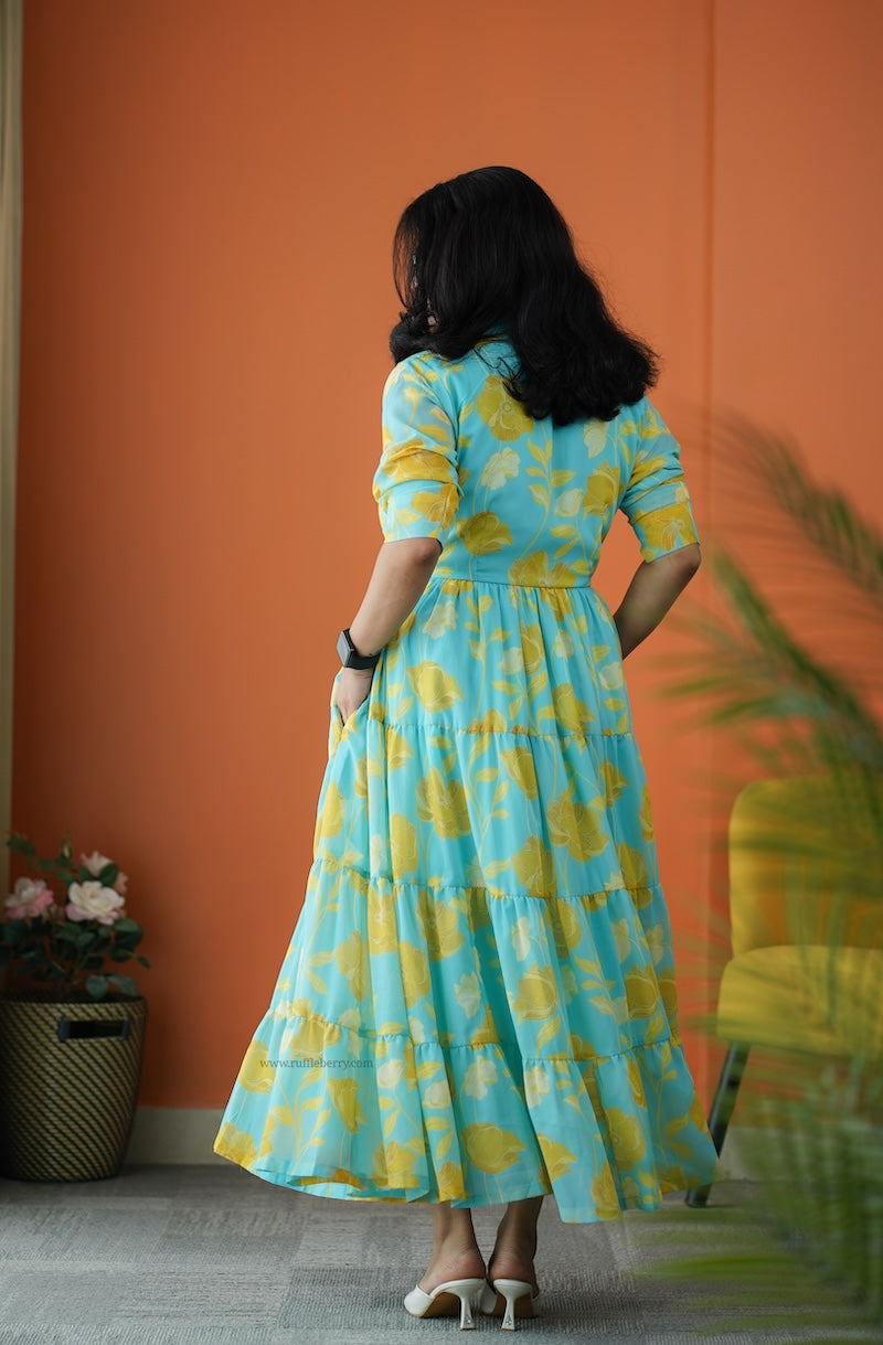 rimjim turquoise georgette shirt tier dress