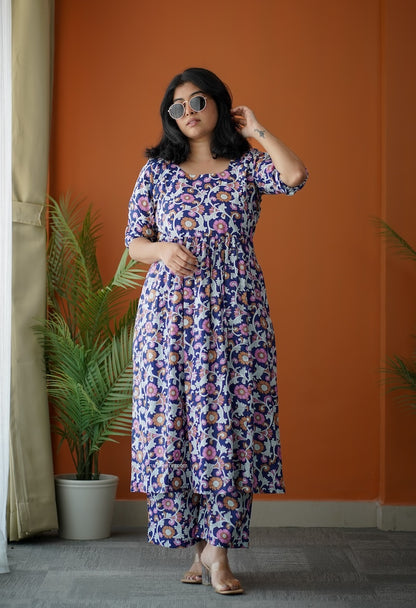 Bloom Dark Blue Cotton Co-Ord Set