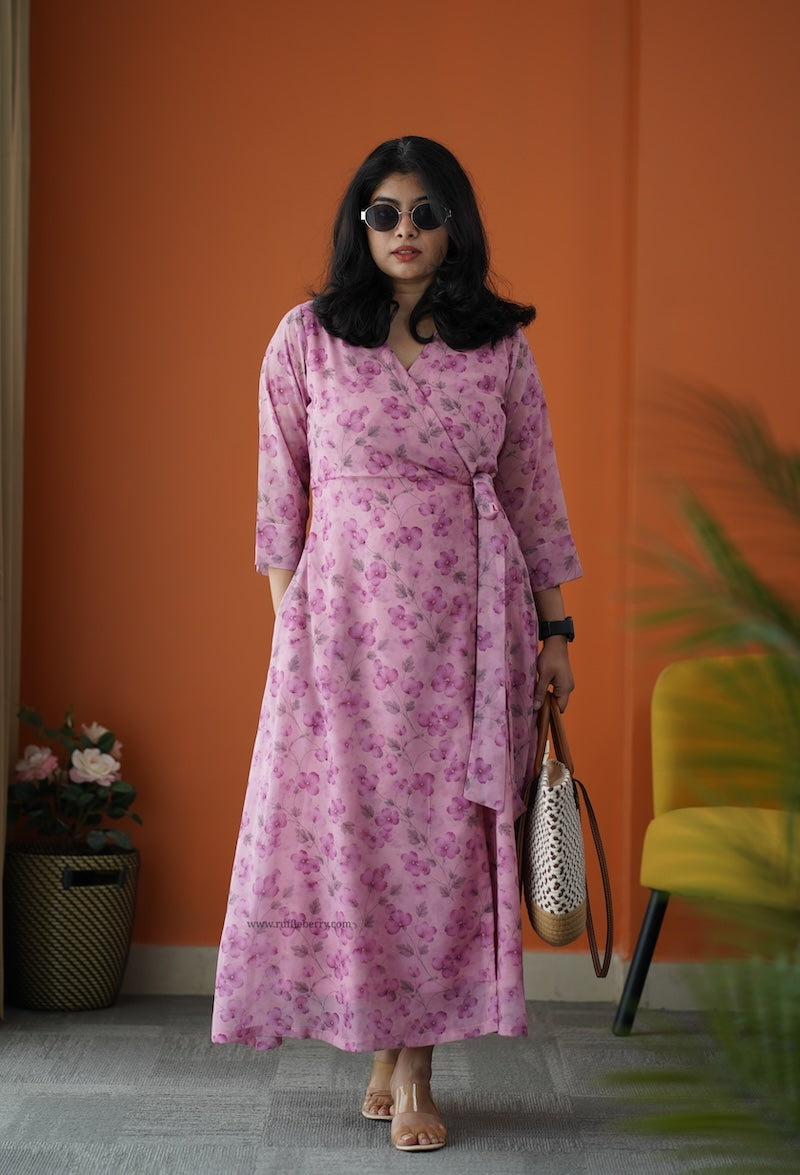 rimjim blush georgette wrap dress