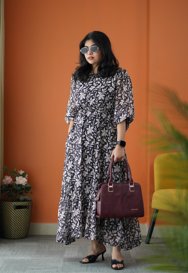 rimjim black georgette a-line dress