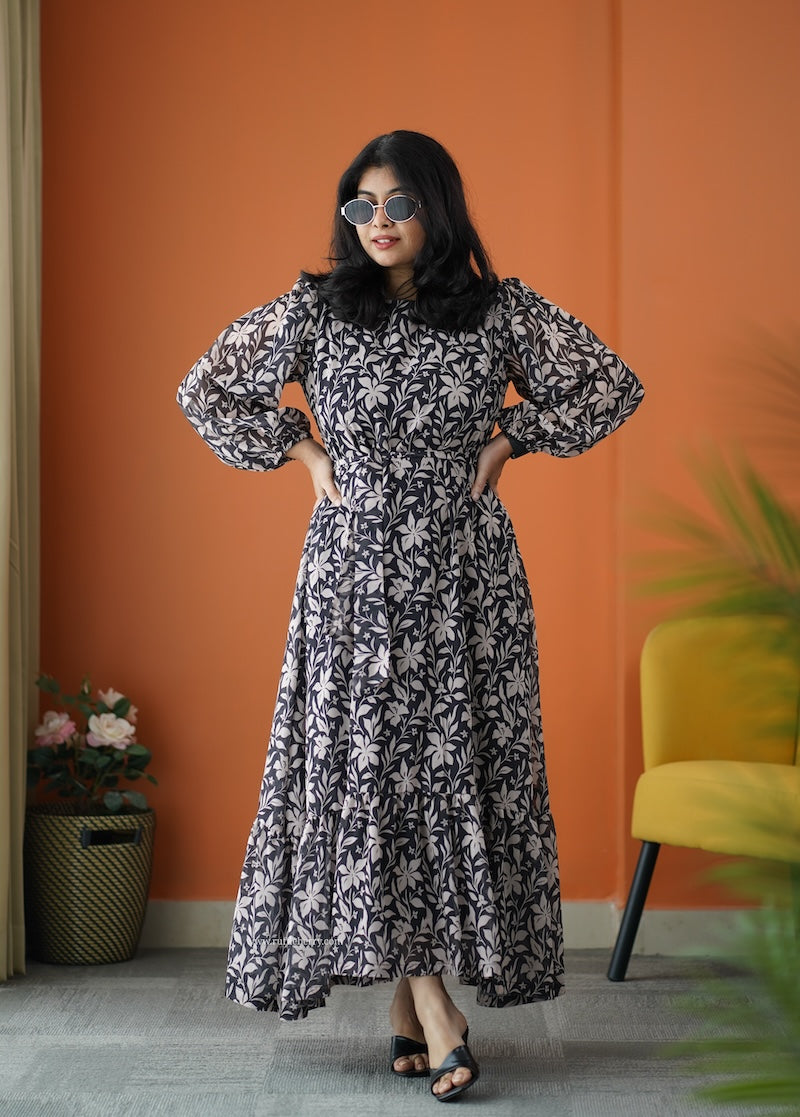 rimjim black georgette a-line dress