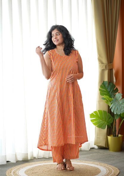 Ammayi Orange stripes co-ord set