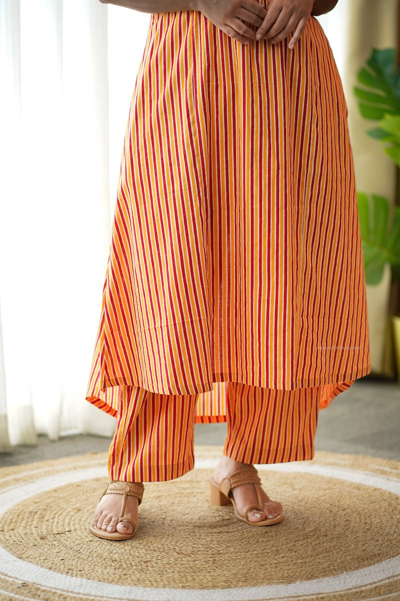 ammayi orange stripes co-ord set