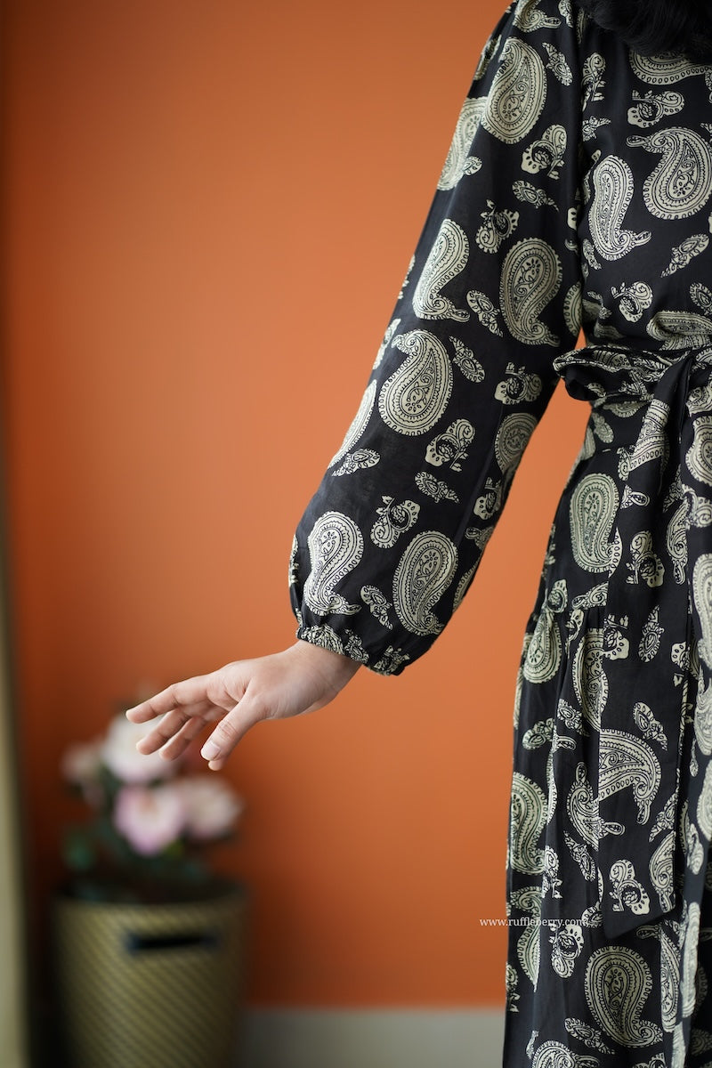 saavan black cotton tier dress