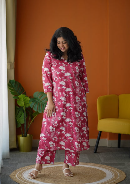 Ammayi Pink floral co-ord set