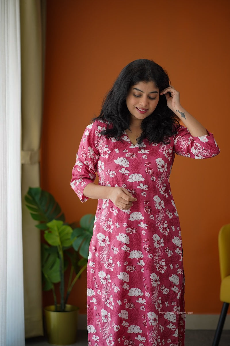 ammayi pink floral co-ord set