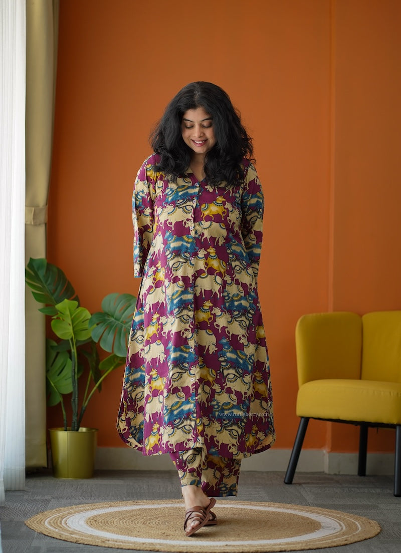 ammayi desi magenta co-ord set