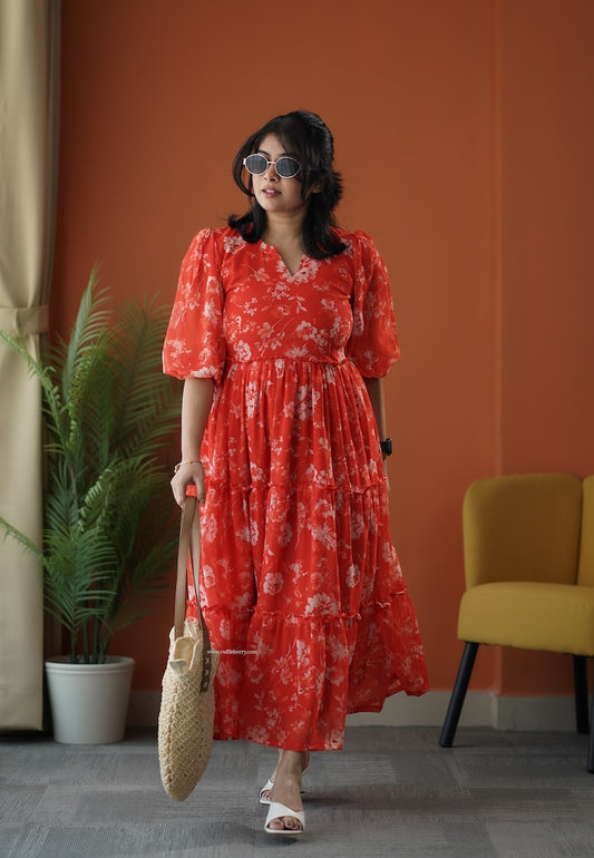 Sunburst Tangy Georgette Tier Dress