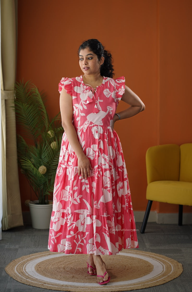 lela baby pink cotton tier dress