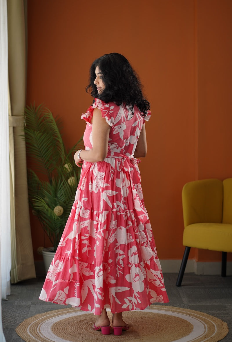 lela baby pink cotton tier dress