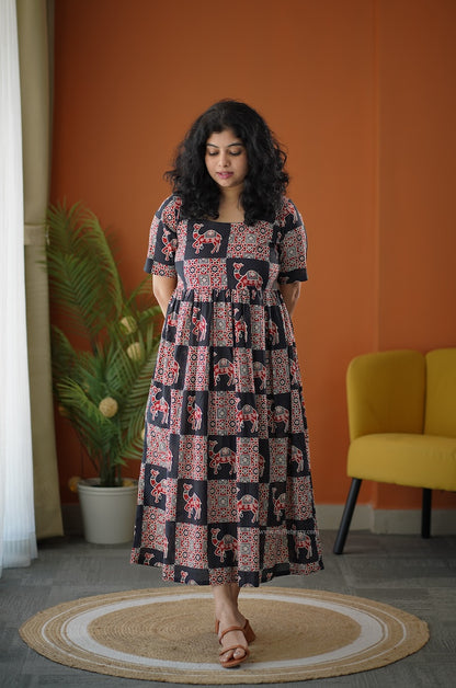 Lela Boho Black Cotton Tier Dress
