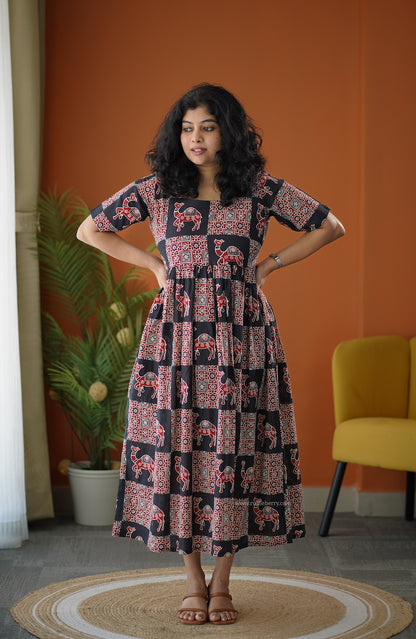 Lela Boho Black Cotton Tier Dress