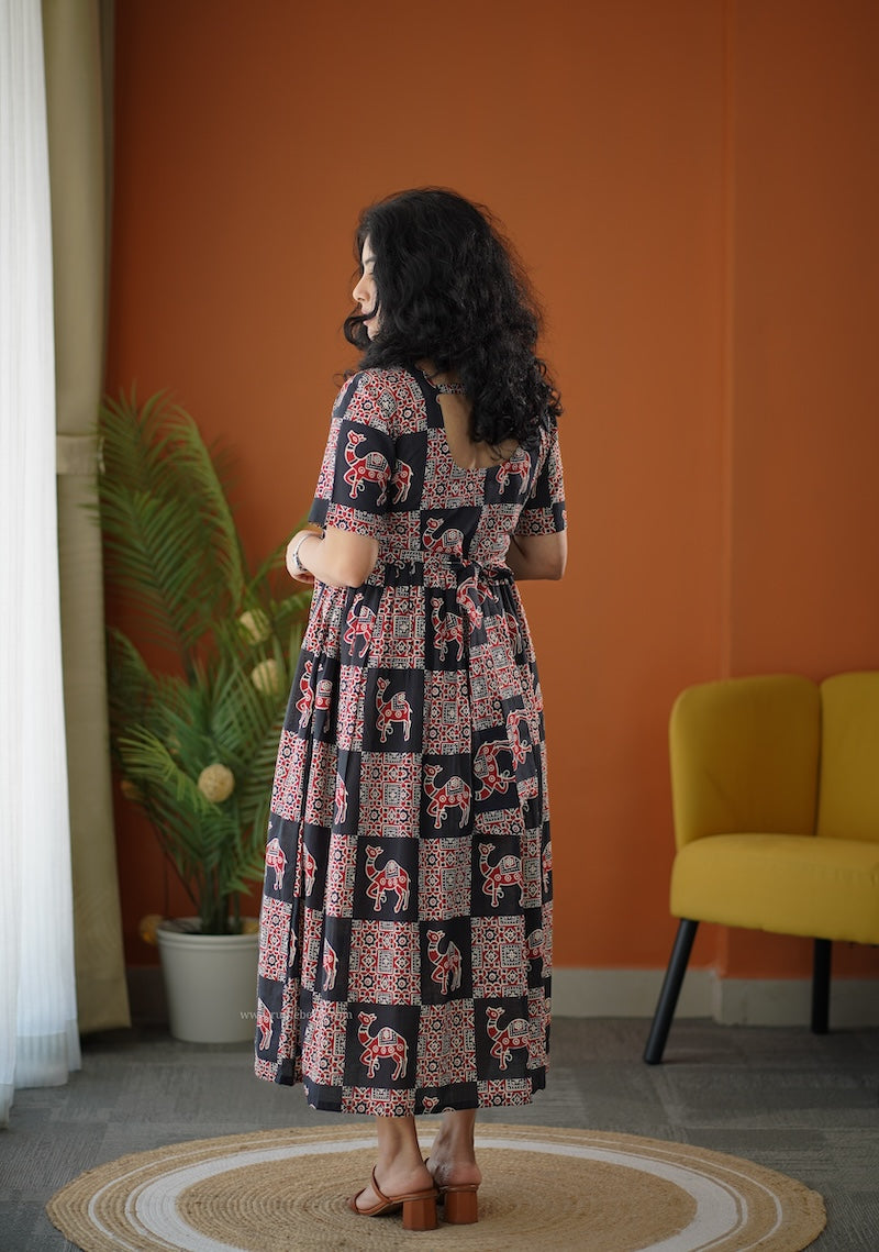 lela boho black cotton tier dress