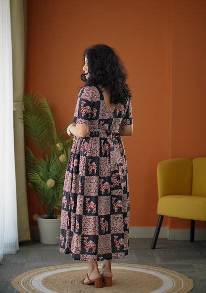 Lela Boho Black Cotton Tier Dress