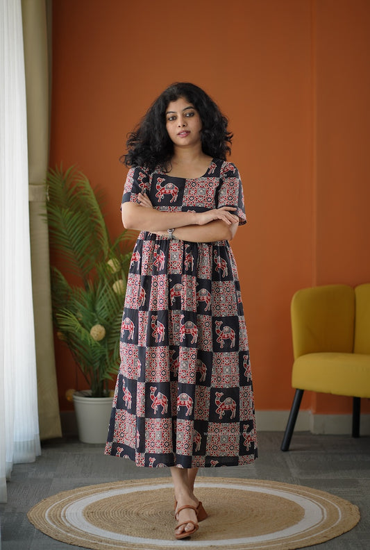 Lela Boho Black Cotton Tier Dress