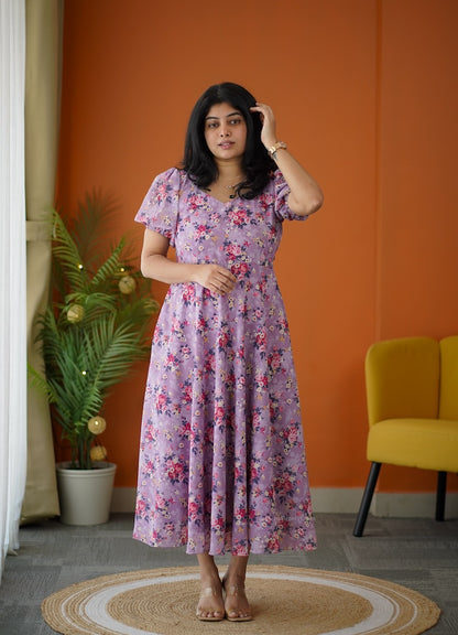 Elsa Lavender Georgette Fit & Flare Dress