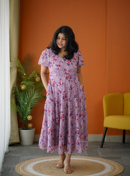 Elsa Lavender Georgette Fit & Flare Dress