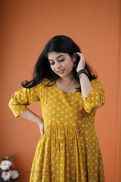 Nyra Mustard Yellow 3-Piece Cotton Co-ord Set