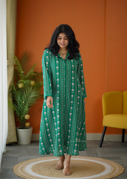 Elsa Green Shirt Georgette Dress