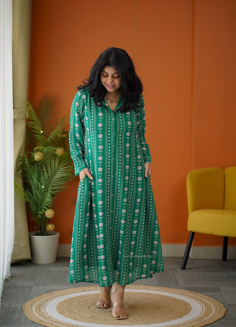 elsa green shirt georgette dress