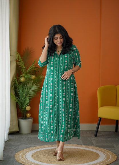 Elsa Green Shirt Georgette Dress