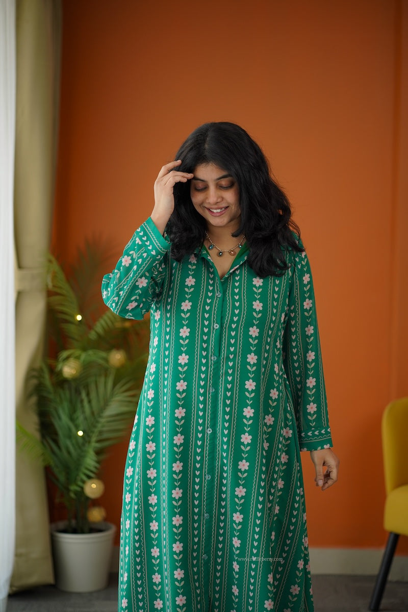 elsa green shirt georgette dress
