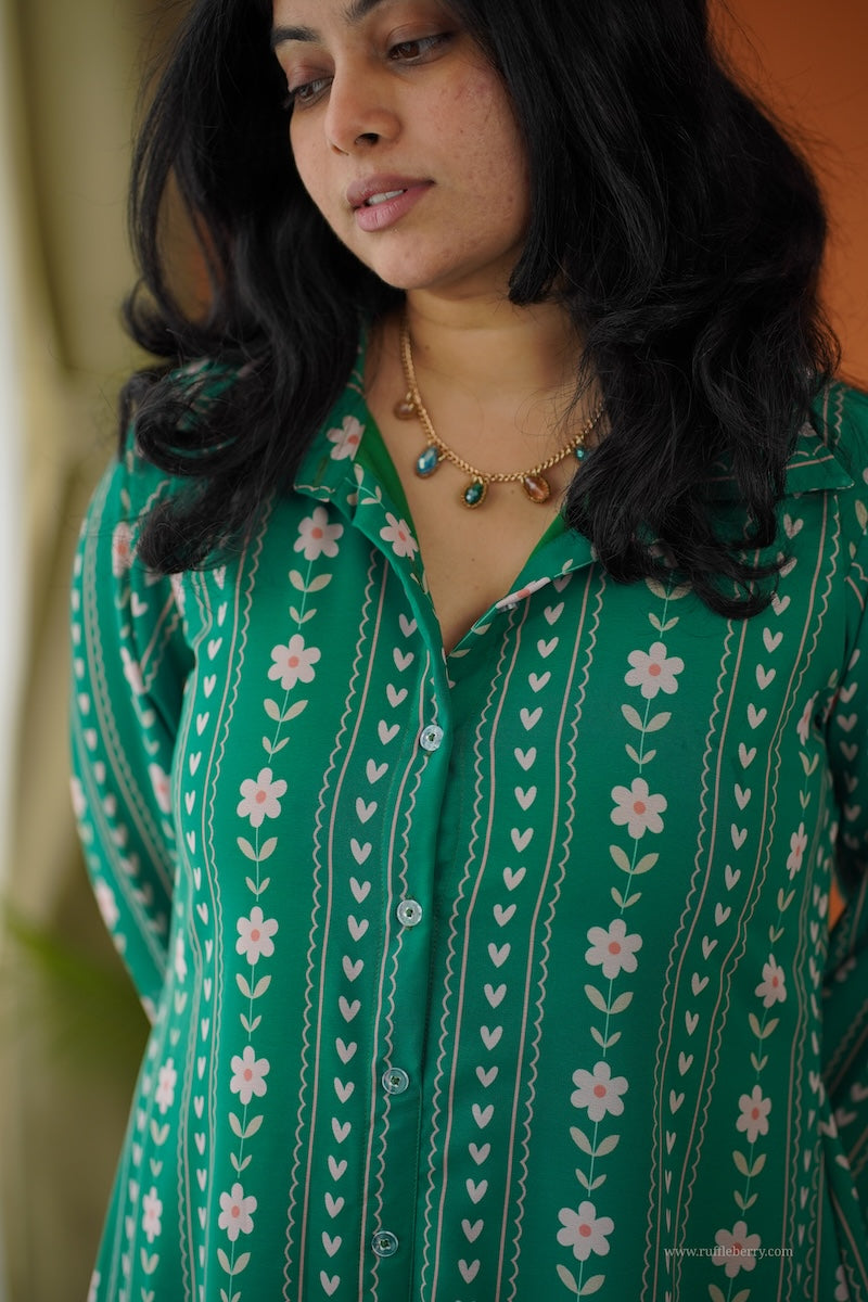 elsa green shirt georgette dress