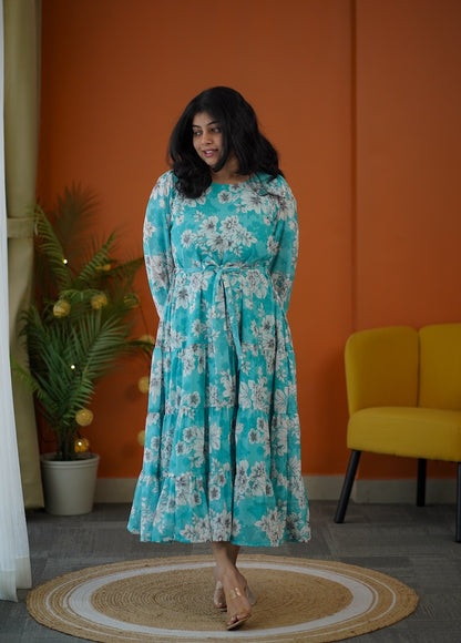 Elsa Sea Mist Georgette Tier Dress